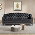 Mid-Century Modern Leather Couch, 80" Large Upholstered Sofa with High Back, Chesterfield Sofa Sleeper Settee , Customized