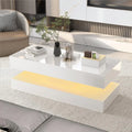 47.3IN High Glossy LED Coffee Table,Modern Center Table with 2 Storage Drawers for Living Room