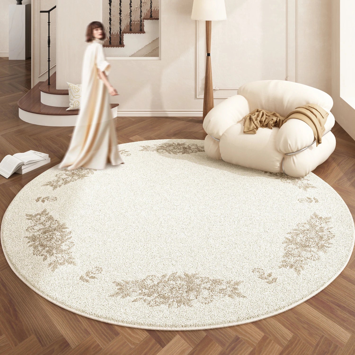 European Style Plush Round Carpet Washable