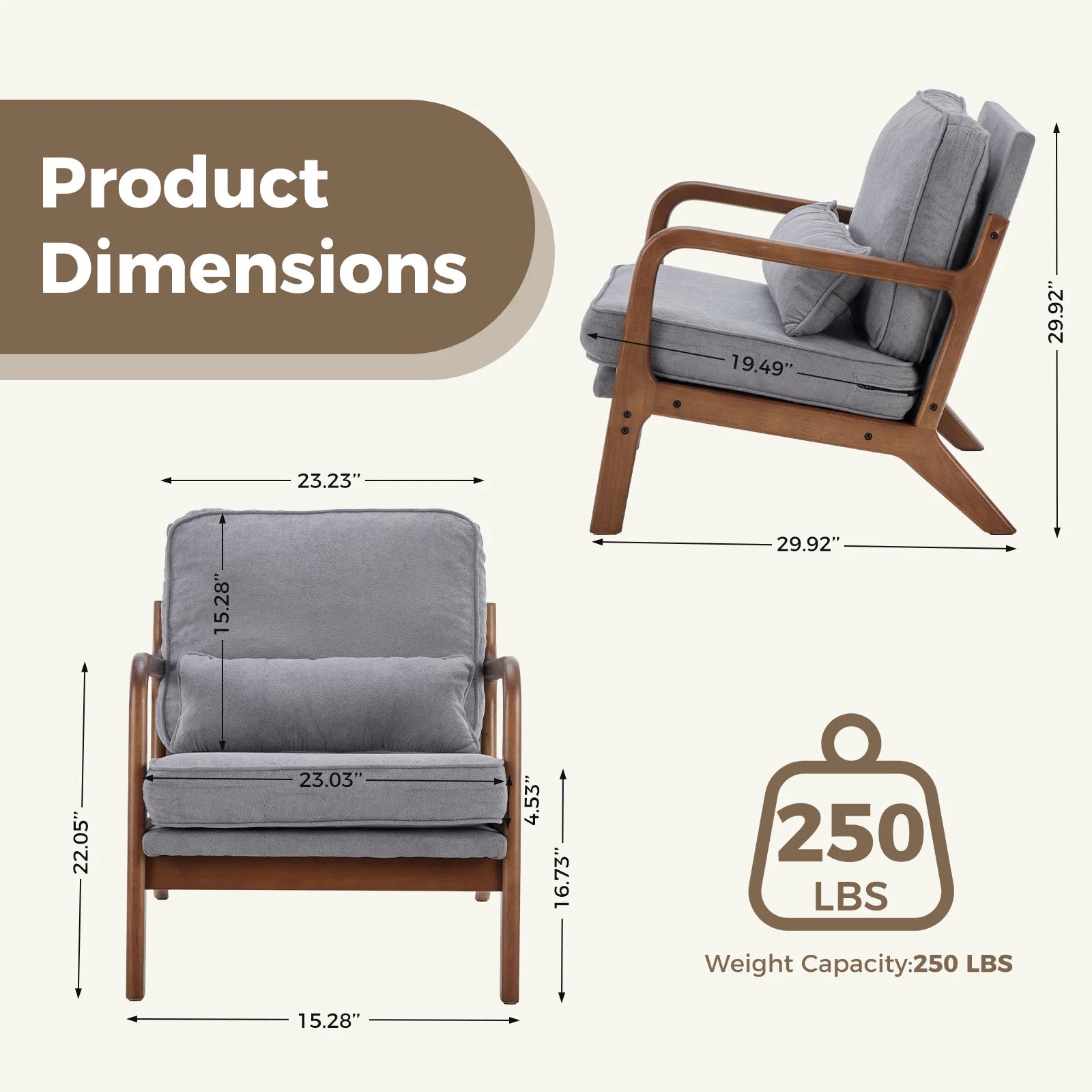 Solid Wooden Frame Accent Chair