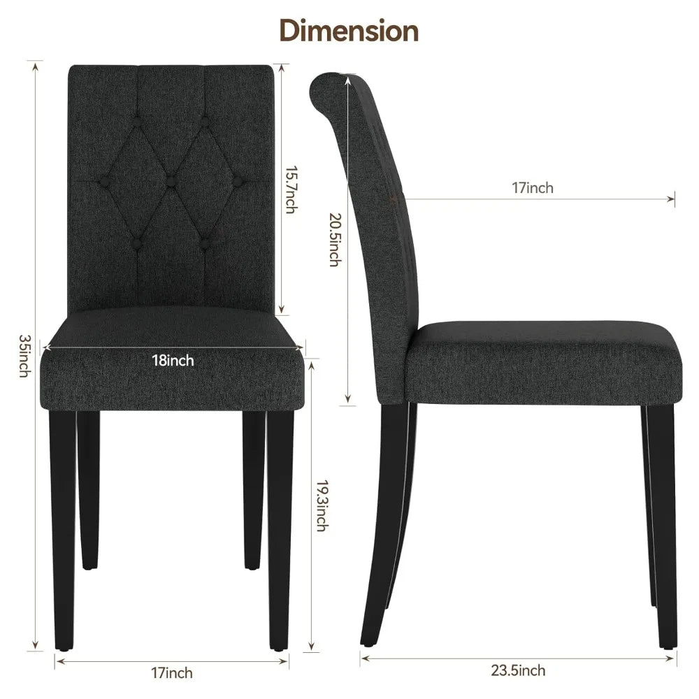 Upholstered Dining Chairs Set of 4, Button Tufted Parsons Dining Chair with Solid Wood Legs, Modern Fabric Side, Customized