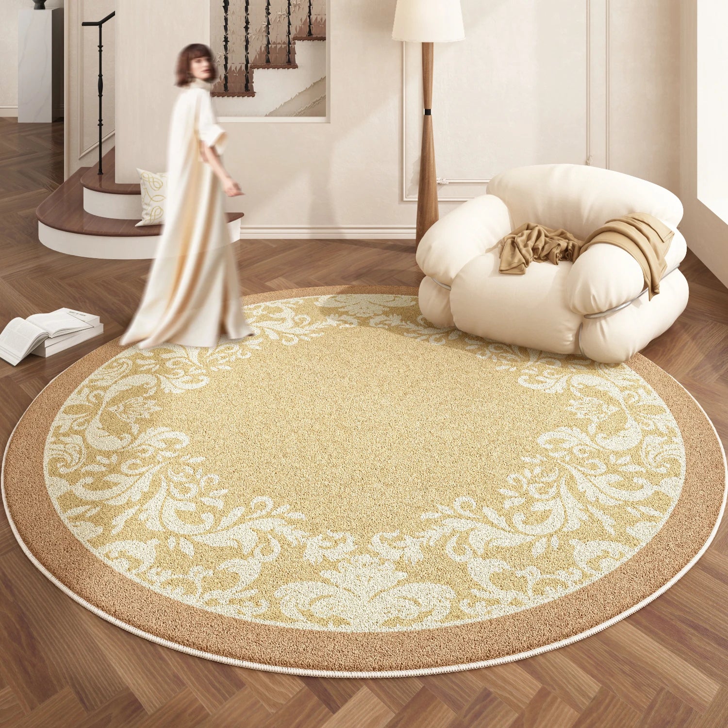 European Style Plush Round Carpet Washable