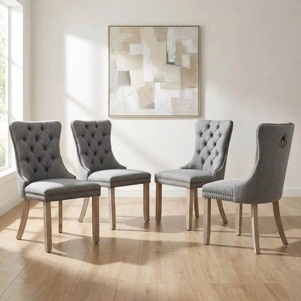 Modern Tufted Upholstered Dining Chairs Set of 4, Beige Velvet Dining Room Chair with Metal Legs, Sillas de, Customized