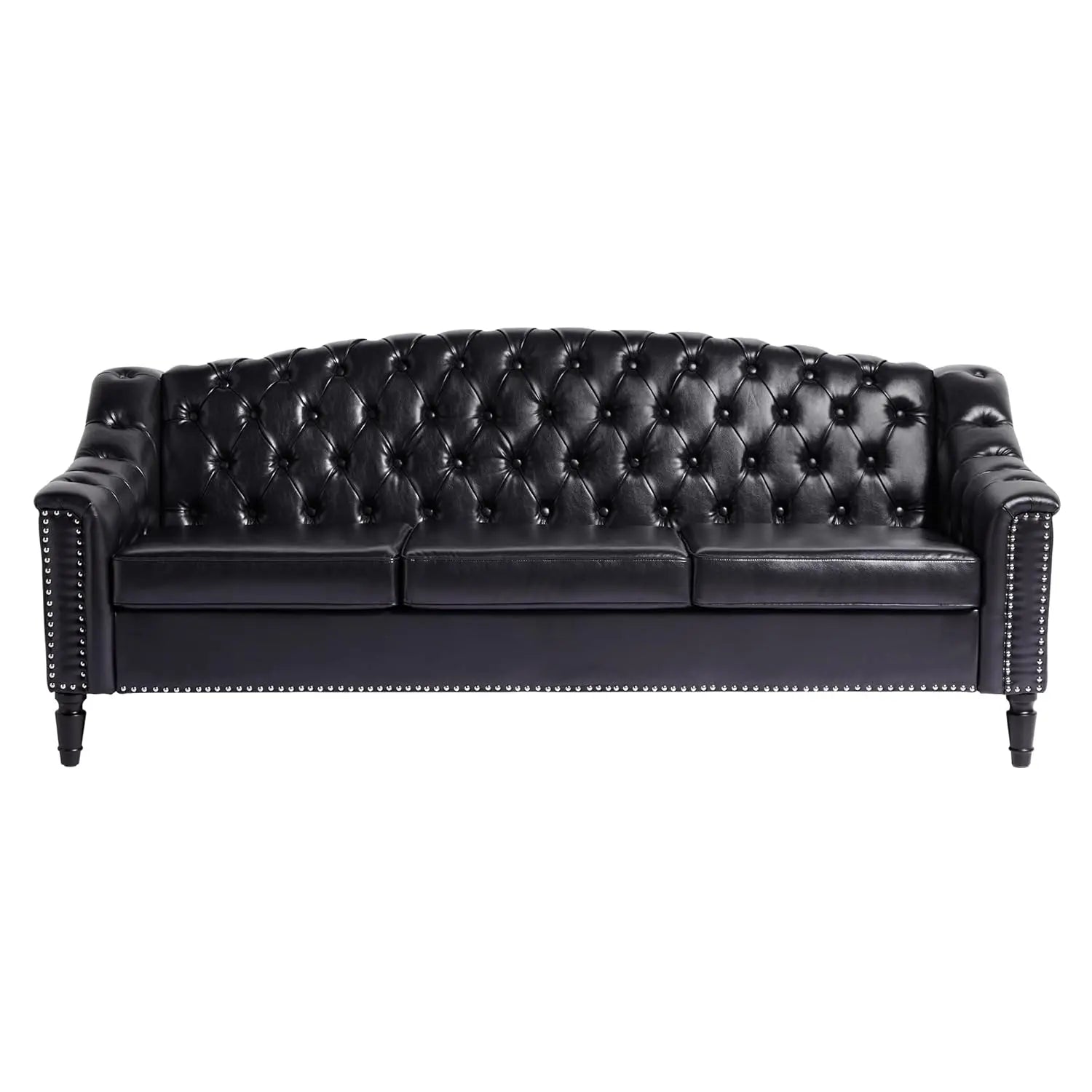 Mid-Century Modern Leather Couch, 80" Large Upholstered Sofa with High Back, Chesterfield Sofa Sleeper Settee , Customized