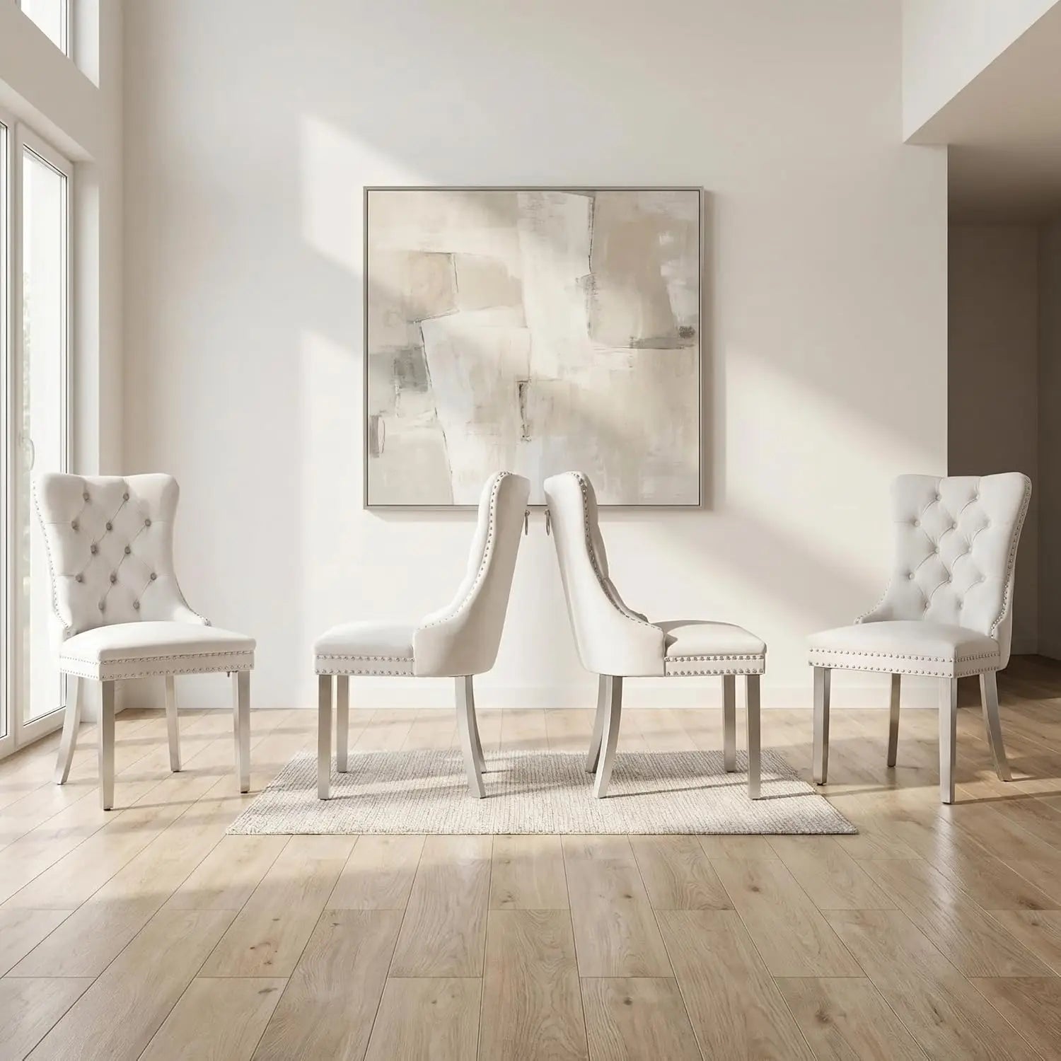 Modern Tufted Upholstered Dining Chairs Set of 4, Olive Green Velvet Dining Room Chair with Metal Legs, Sillas de, Customized