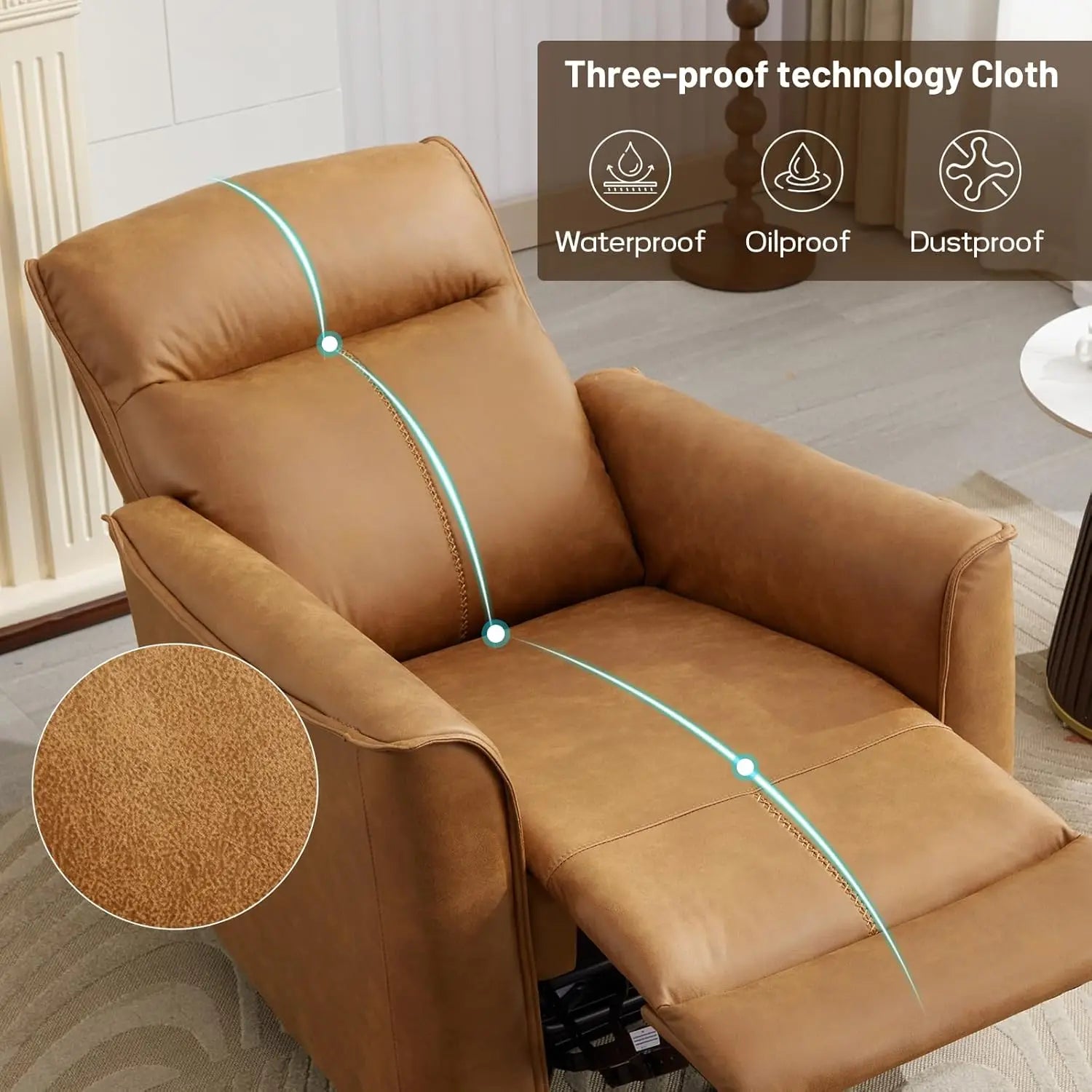 Manual Swivel Rocker Recliner, Glider Recliners with Padded Armrest and Backrest Reclining Sofa for Living Room