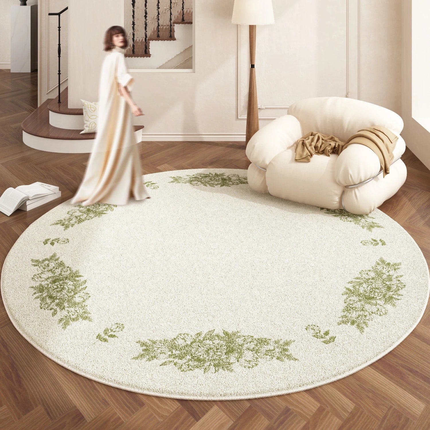 European Style Plush Round Carpet Washable