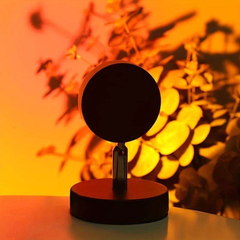 USB Sunset Projection Light - Rainbow Wall and Ceiling Light, featuring a 180° rotating Art Deco design, metal finish, and adjus