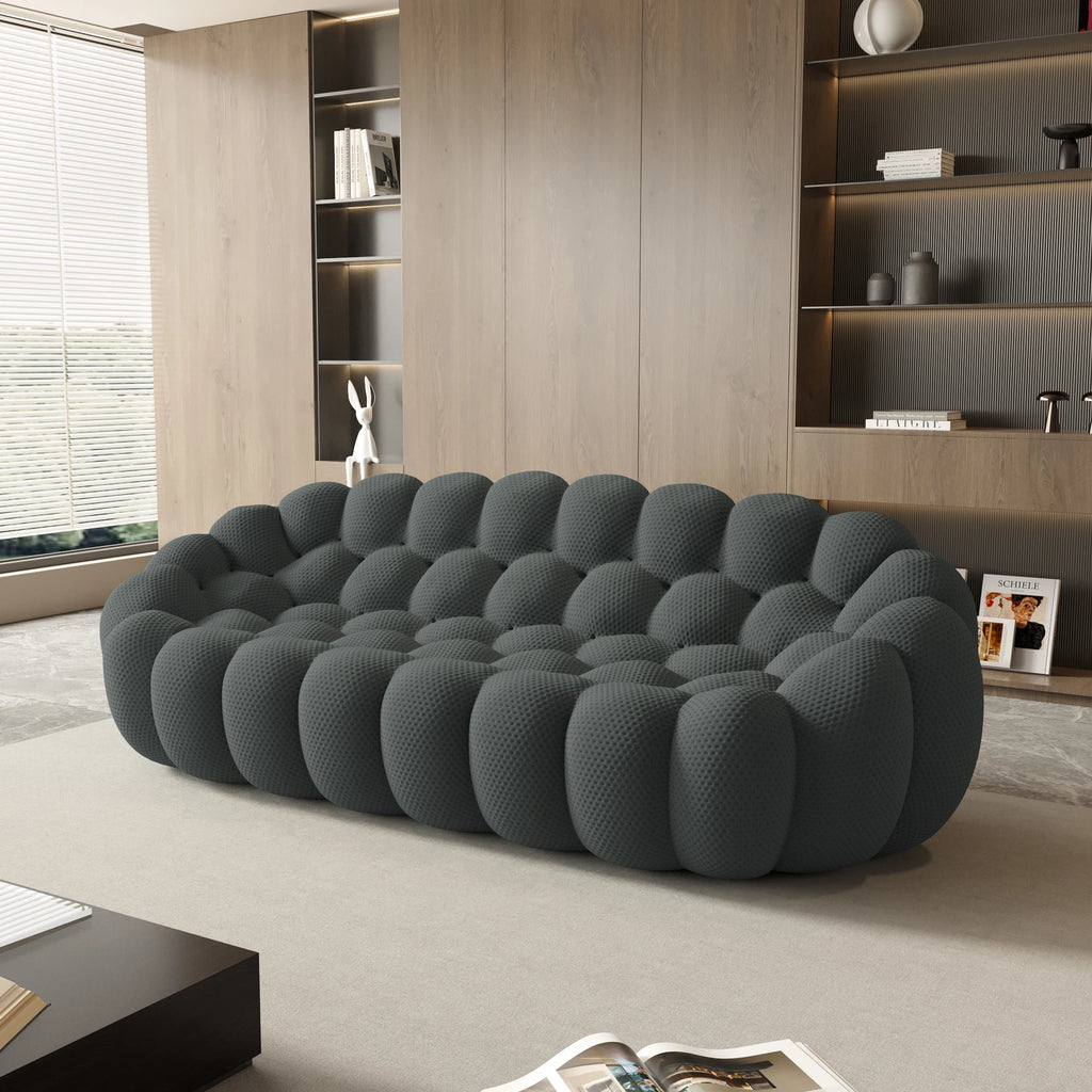 Sdorens 98'' Modern Curved Boneless Sofas for Living Room Comfy 3D Knitted Fabric 3 Seater Lazy Floor Sofa Large Bean Bag Chair