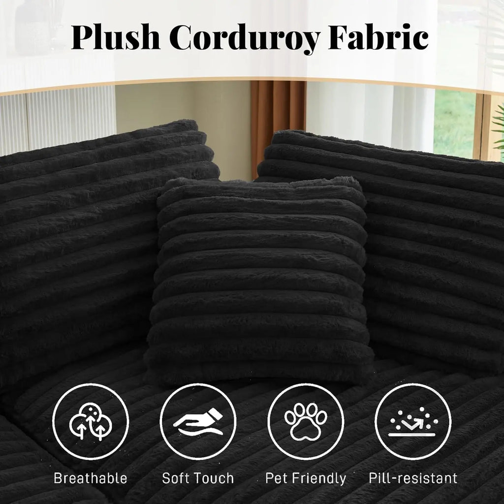 Curved Cloud Sectional Couch with Left L-Shape Chaise, Modular Boneless Sofa with Deep Seat, Upholstered Fluffy, Customized