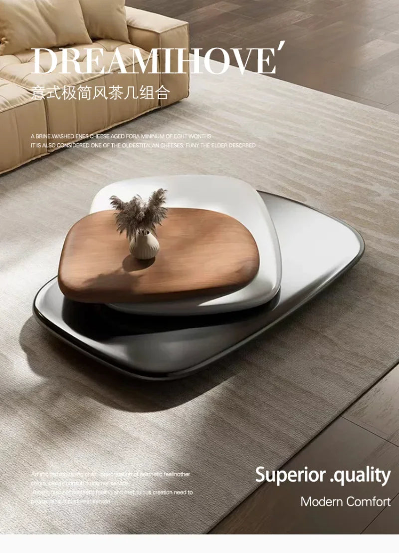 Rotating Coffee Table, Villa Italian Minimalist Italian Designer Creative Floating Tea Table for Large Apartments, High Quality