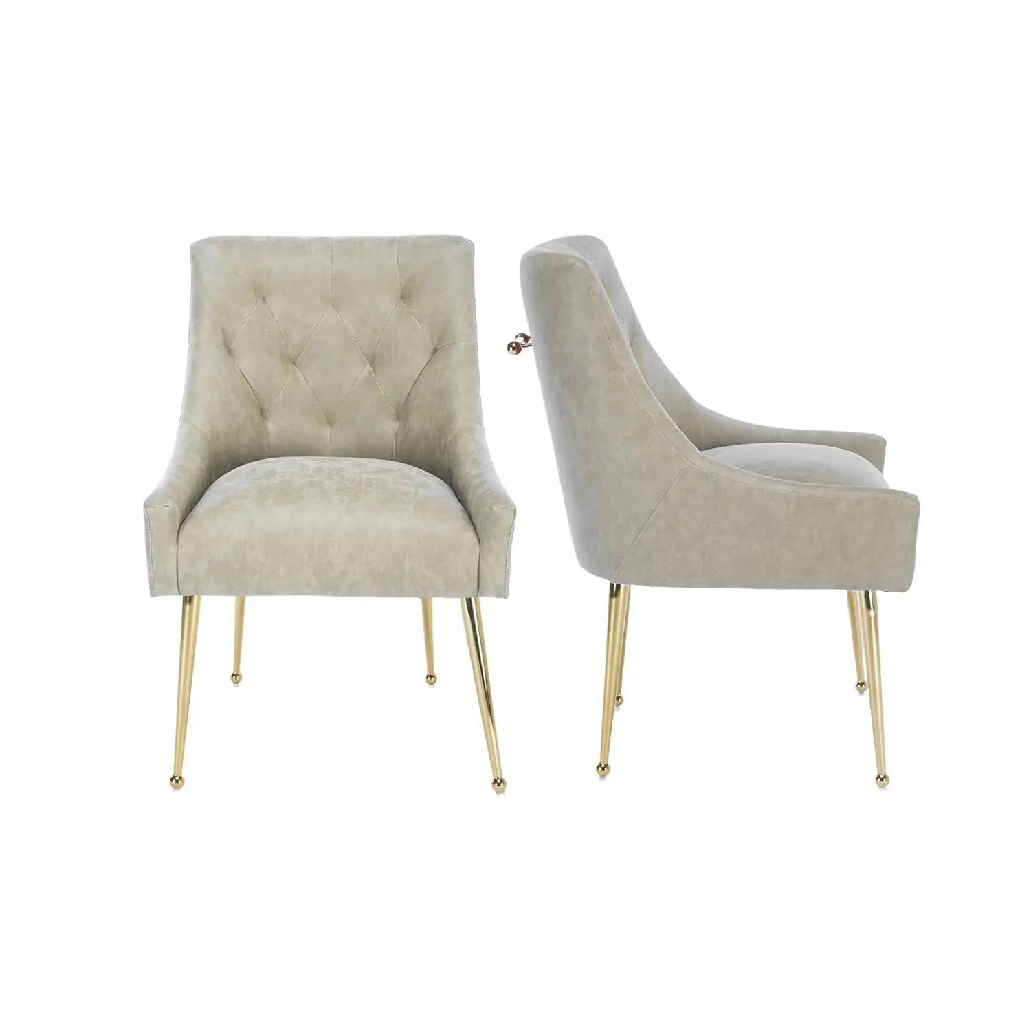 Elegant Tufted Accent Chairs for Reception, Living, Customized Dining Chair Set of 2,Modern Velvet Dining Chairs with Gold Legs