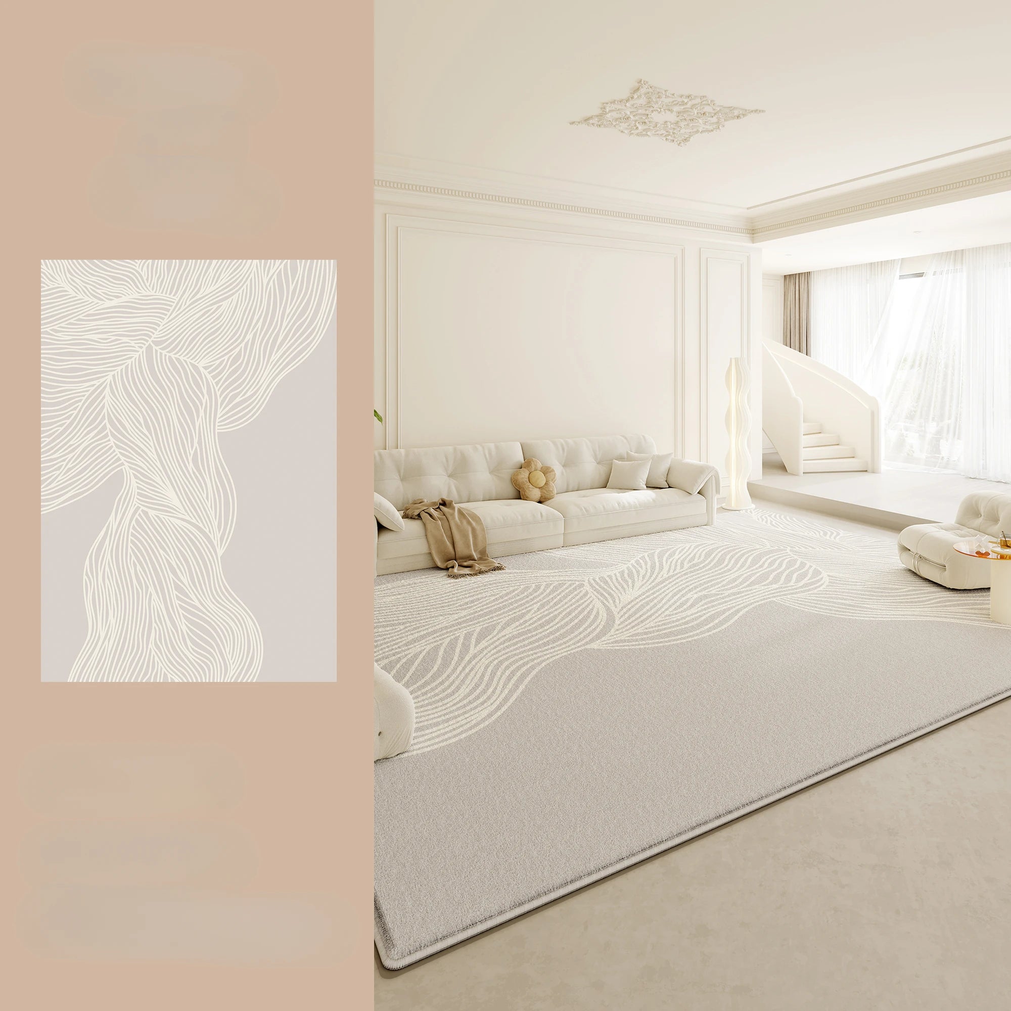 Cream Fluffy Soft Rug Thick Anti-slip