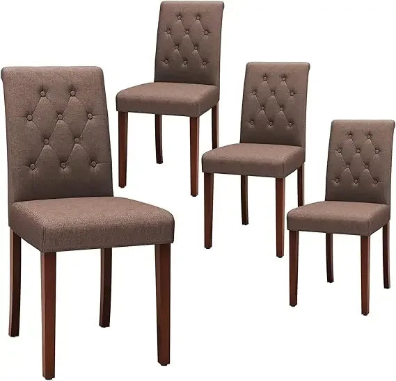 Dining Chairs Set of 2/4, Button-Tufted Parsons Design Upholstered Fabric Chairs with Solid Wood Legs, for Dining Room