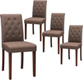Dining Chairs Set of 2/4, Button-Tufted Parsons Design Upholstered Fabric Chairs with Solid Wood Legs, for Dining Room