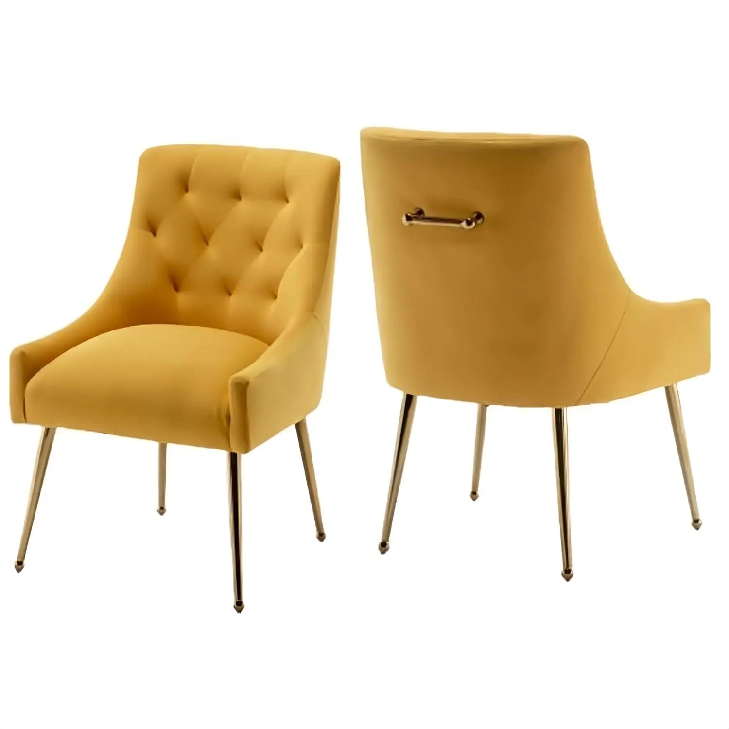 Elegant Tufted Accent Chairs for Reception, Living, Customized Dining Chair Set of 2,Modern Velvet Dining Chairs with Gold Legs