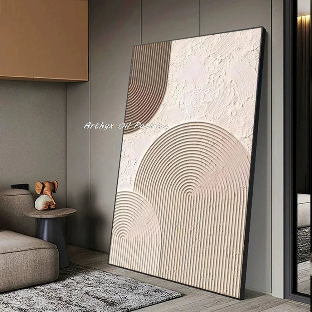 Canvas Art Beige Hand Painted Abstract