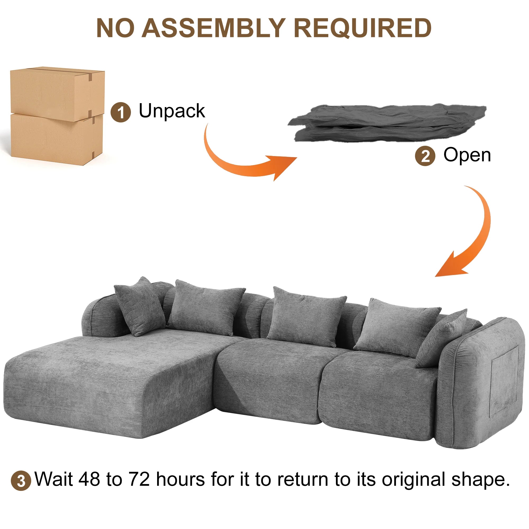 Redlife Sherpa Modular Cloud Sofa | Beige Fluffy Sherpa Deep Seat No-Assembly Sectional Couch for Small Living Room