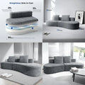 98 Curved Grey Couch with Halo Moon Pattern, Sofa Bed with 2 Pillows & 4 Seating Options for Living Rooms and Offices, Ready to
