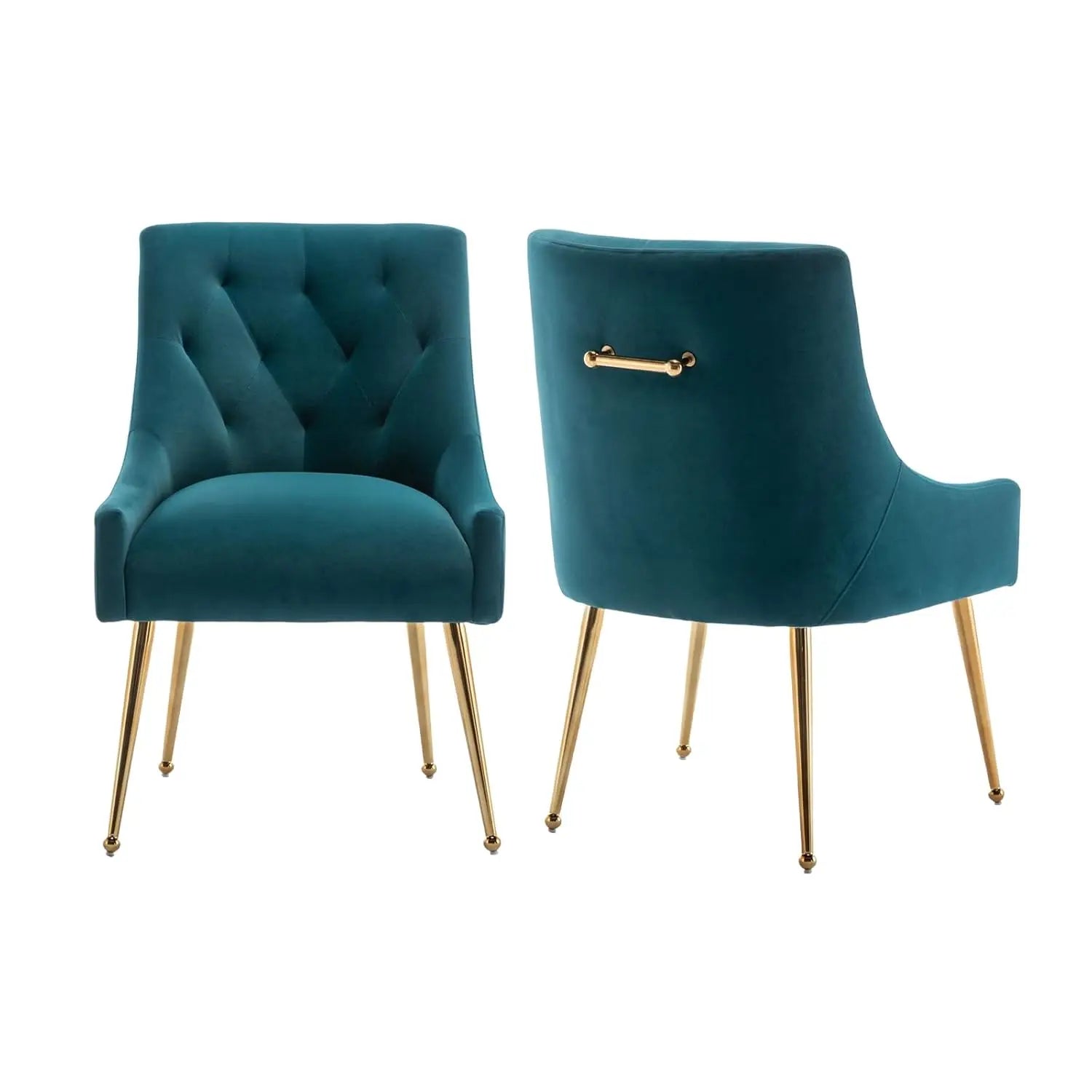 Elegant Tufted Accent Chairs for Reception, Living, Customized Dining Chair Set of 2,Modern Velvet Dining Chairs with Gold Legs
