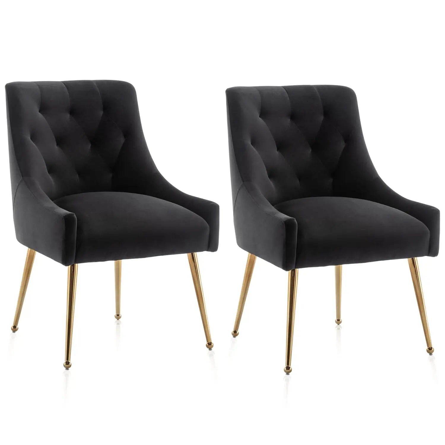Elegant Tufted Accent Chairs for Reception, Living, Customized Dining Chair Set of 2,Modern Velvet Dining Chairs with Gold Legs