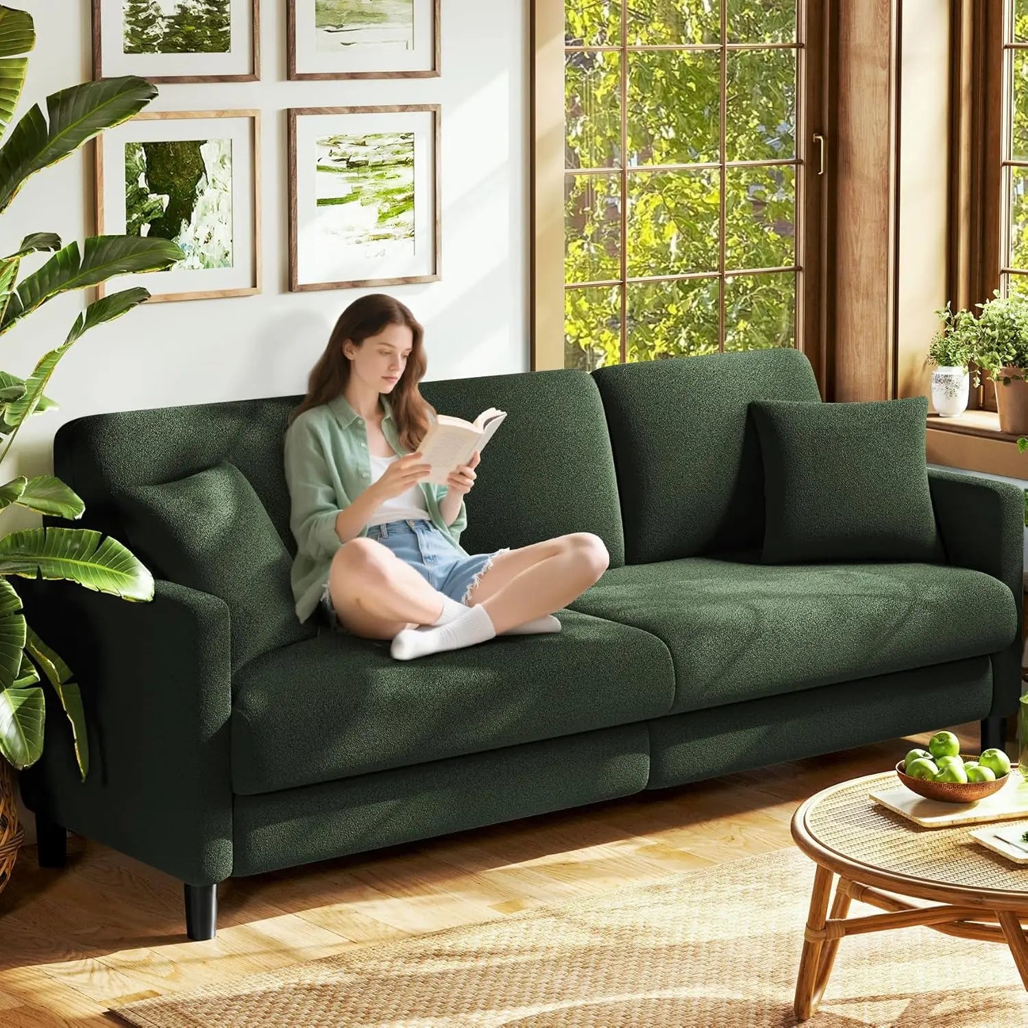 83" Couches for Living Room, Comfy Sofas for Living Room, Teddy Sofa Couch, Tool-Free Setup Loveseat Sofa, Customized