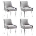 Dining Chairs Modern Style Velvet Upholstered Accent Chair Vanity Chair with Vertical Bar Tufted Chair with Silver, Customized