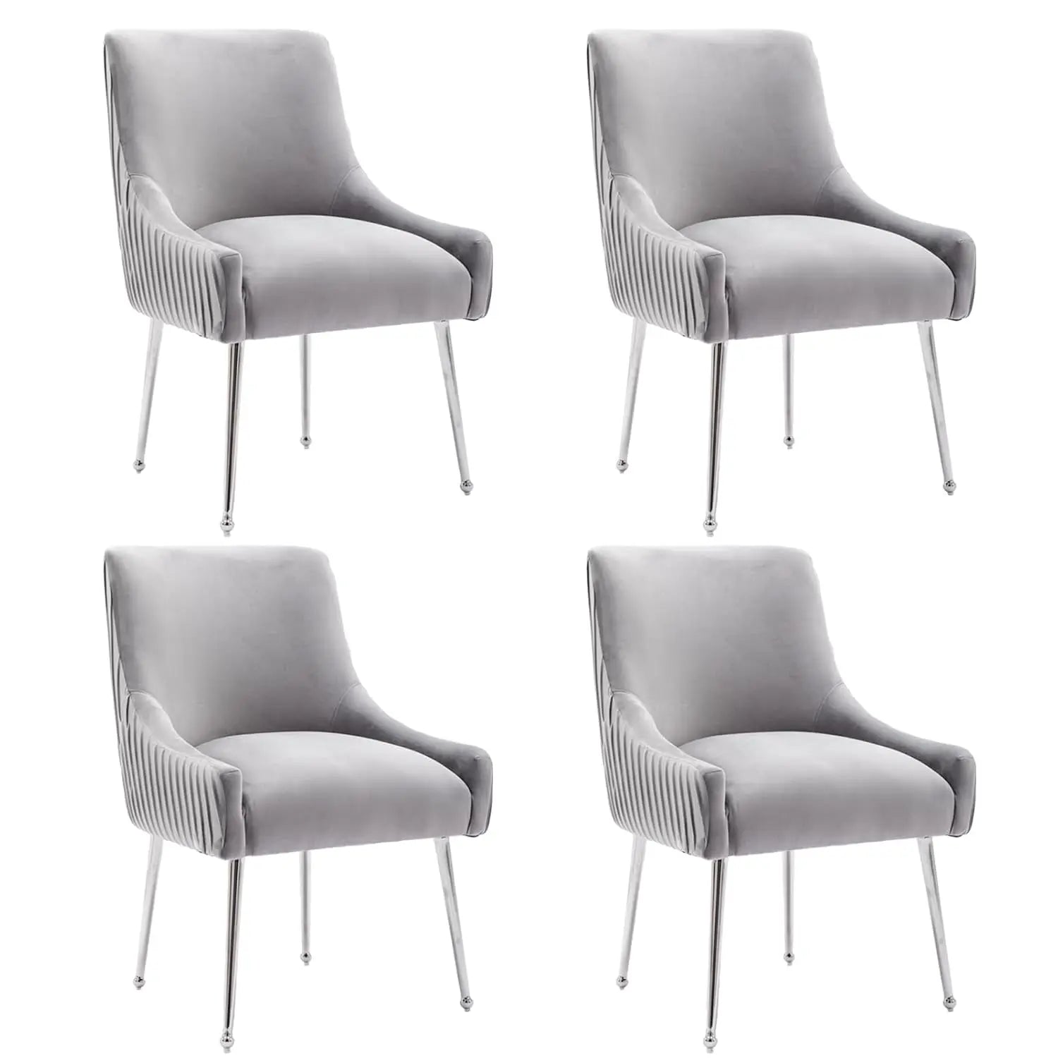 Dining Chairs Modern Style Velvet Upholstered Accent Chair Vanity Chair with Vertical Bar Tufted Chair with Silver, Customized