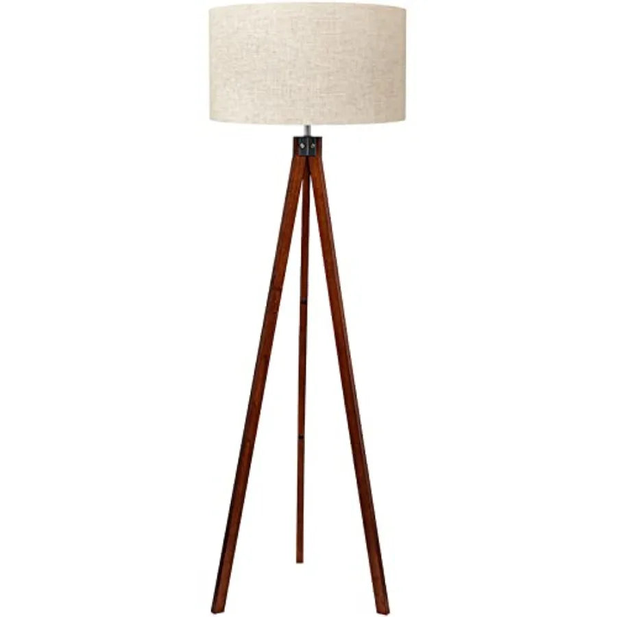 Wood Tripod Floor Lamp Mid Century Standing Lamp Modern Design Studying Light for Living Room Bedroom Study Room and Office Fla