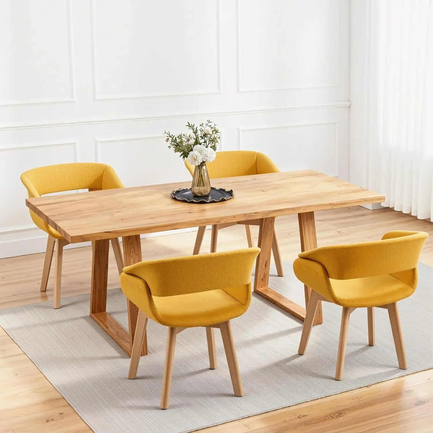 Dining Chairs Set of 2, Modern Upholstered Kitchen Chairs with Fabric Cushion and Solid Wood Legs for Dining Room, Customized
