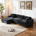 L-shaped oversized modular leather segmented sofa, leather deep seat modular corduroy sofa, suitable for families and big spaces