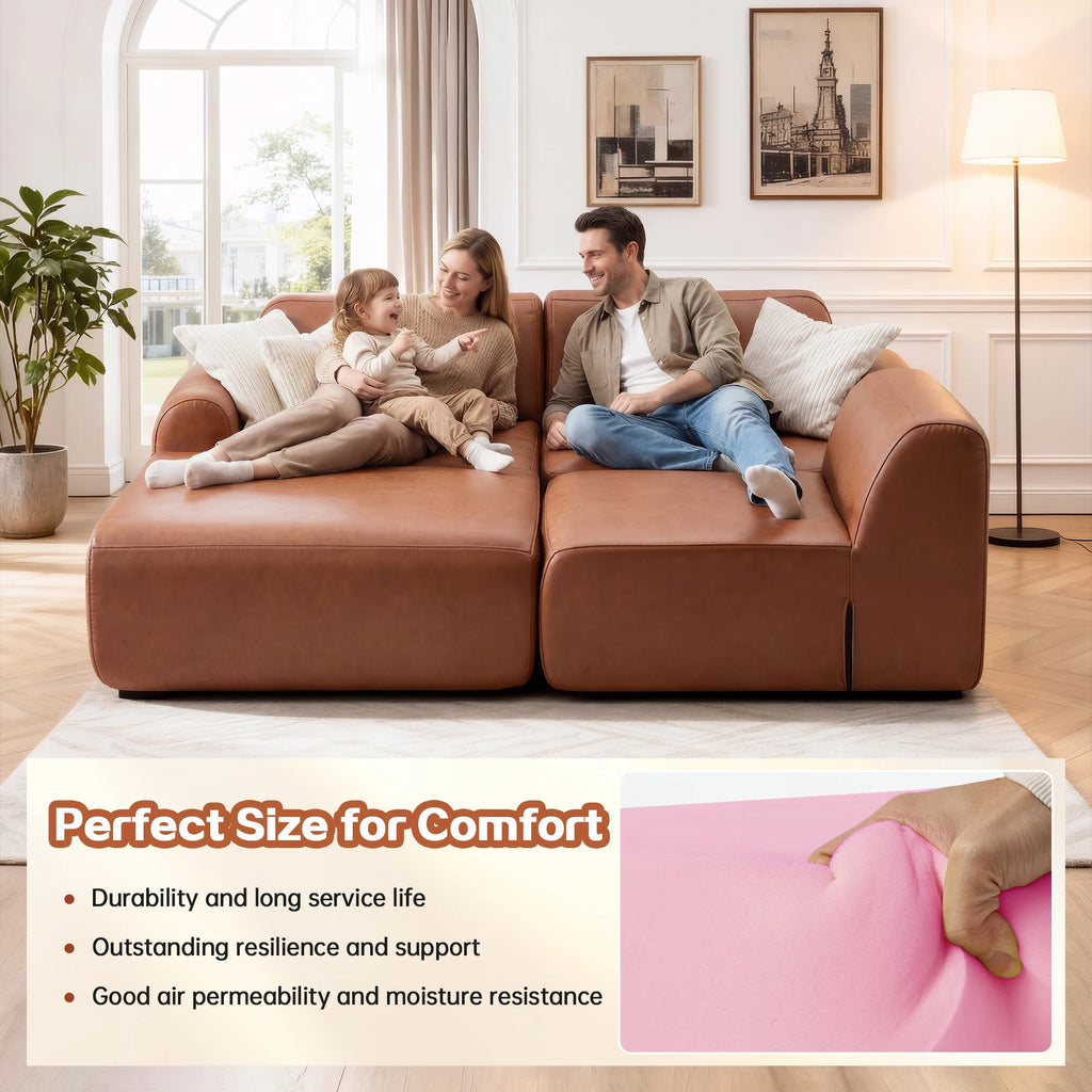 L-shaped oversized modular leather segmented sofa, leather deep seat modular corduroy sofa, suitable for families and big spaces