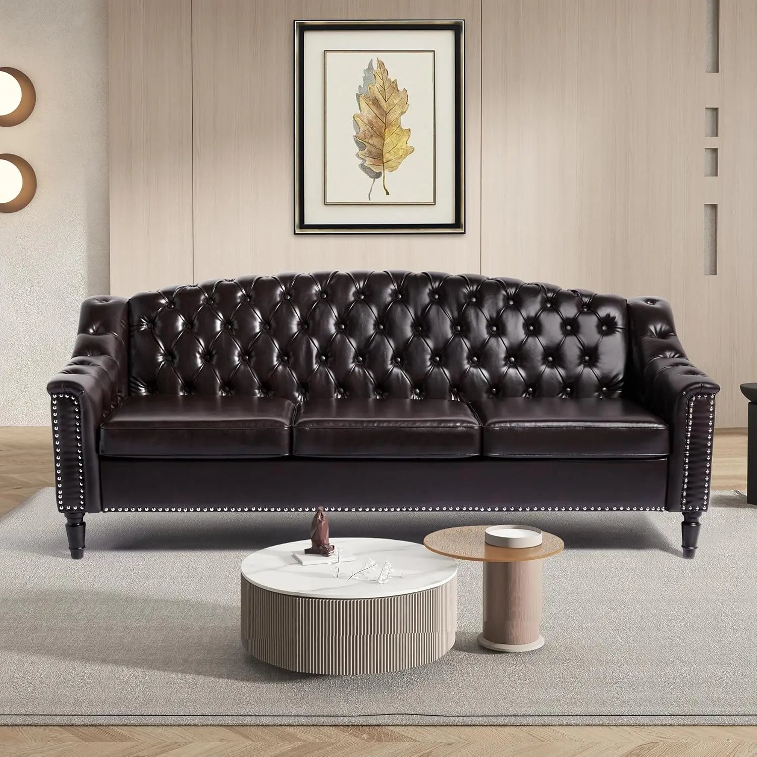 Mid-Century Modern Leather Couch