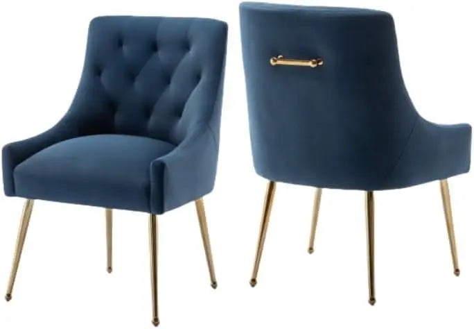 Elegant Tufted Accent Chairs for Reception, Living, Customized Dining Chair Set of 2,Modern Velvet Dining Chairs with Gold Legs