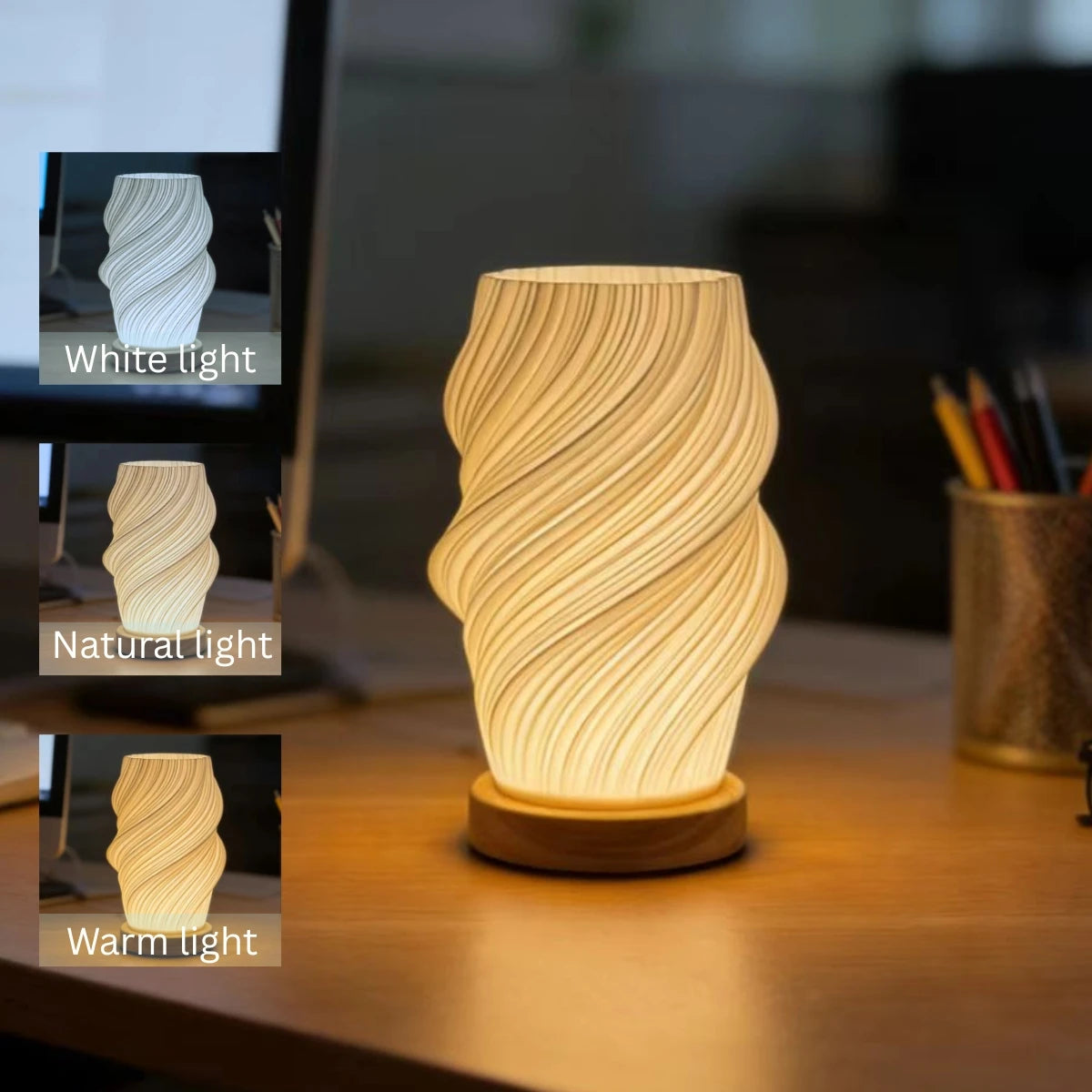 Modern creative 3D printed desk lamp, USB dimmable night light, perfect for bedroom, living room, dormitory decoration and light