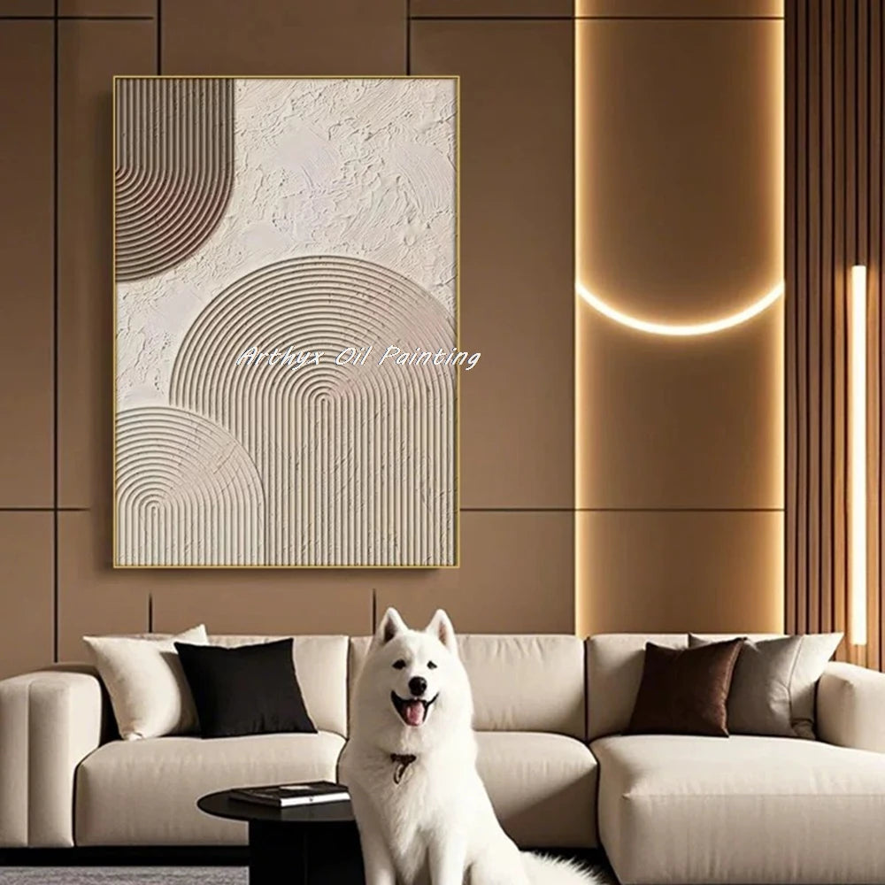 Canvas Art Beige Hand Painted Abstract