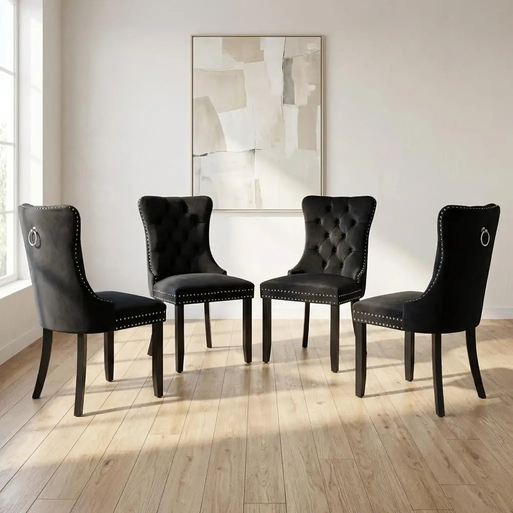 Modern Tufted Upholstered Dining Chairs Set of 4, Beige Velvet Dining Room Chair with Metal Legs, Sillas de, Customized