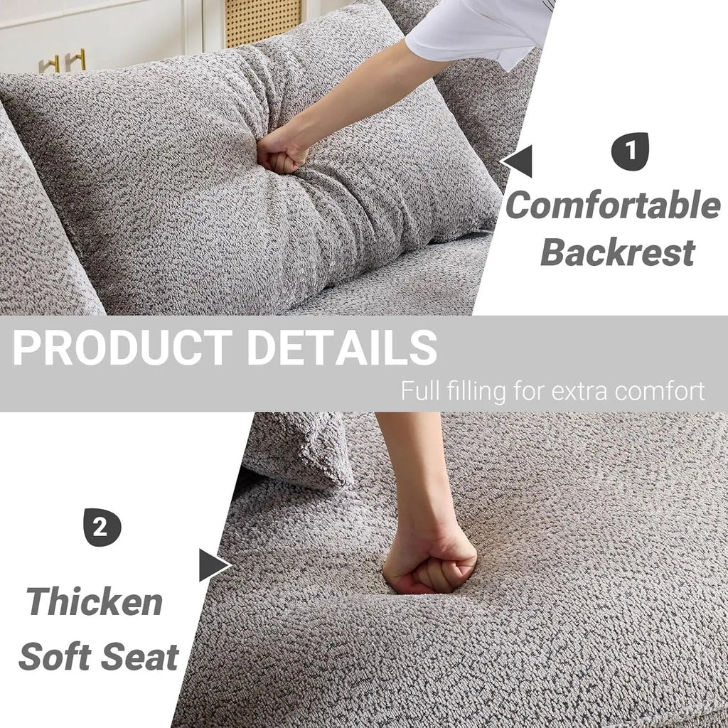 126.4" Oversized L-Shaped Boneless Sofa, Deep Seat Sectional Couch with Curved Seat Design and 7 Pillows,, Customized