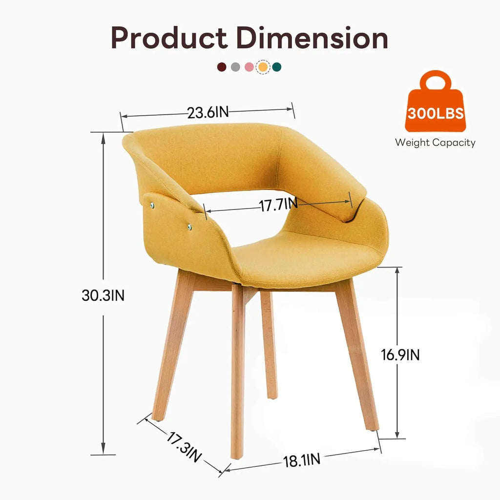 Dining Chairs Set of 2, Modern Upholstered Kitchen Chairs with Fabric Cushion and Solid Wood Legs for Dining Room, Customized