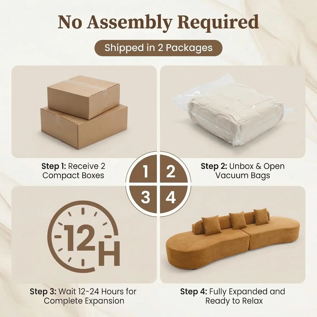 130" Modular Sectional Sofa, Modern Curved Terrycloth Cloud Couch Sectional, Oversized Sectional Sofa with 3, Customized