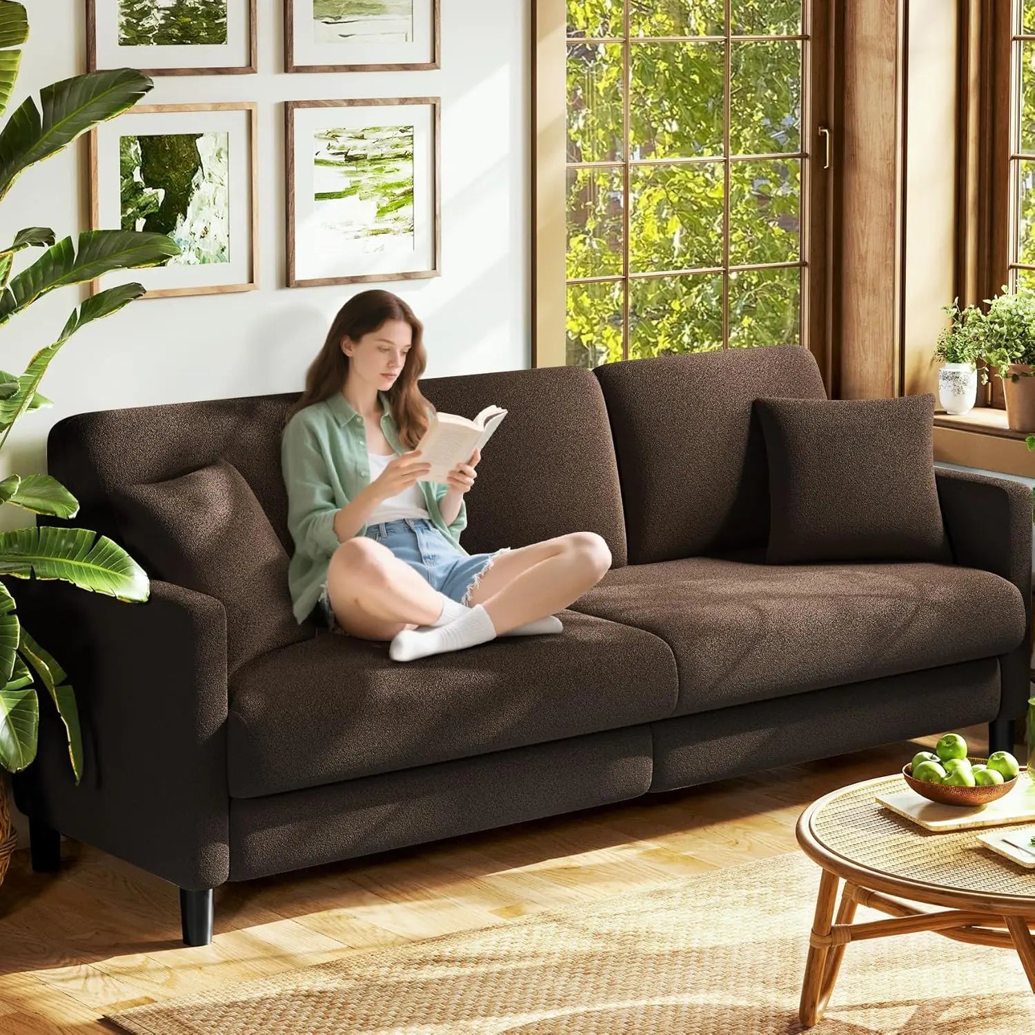 83" Couches for Living Room, Comfy Sofas for Living Room, Teddy Sofa Couch, Tool-Free Setup Loveseat Sofa, Customized