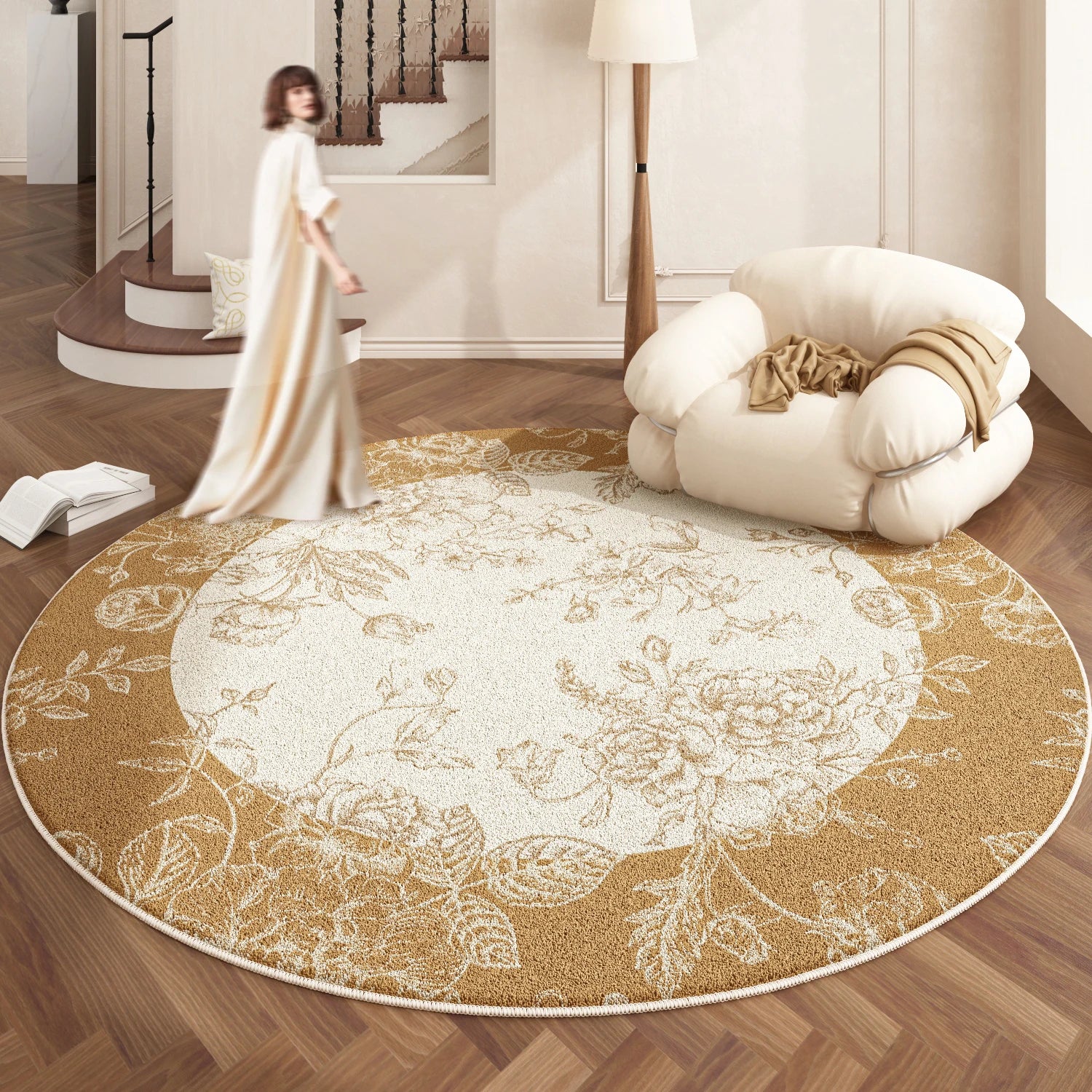 European Style Plush Round Carpet Washable