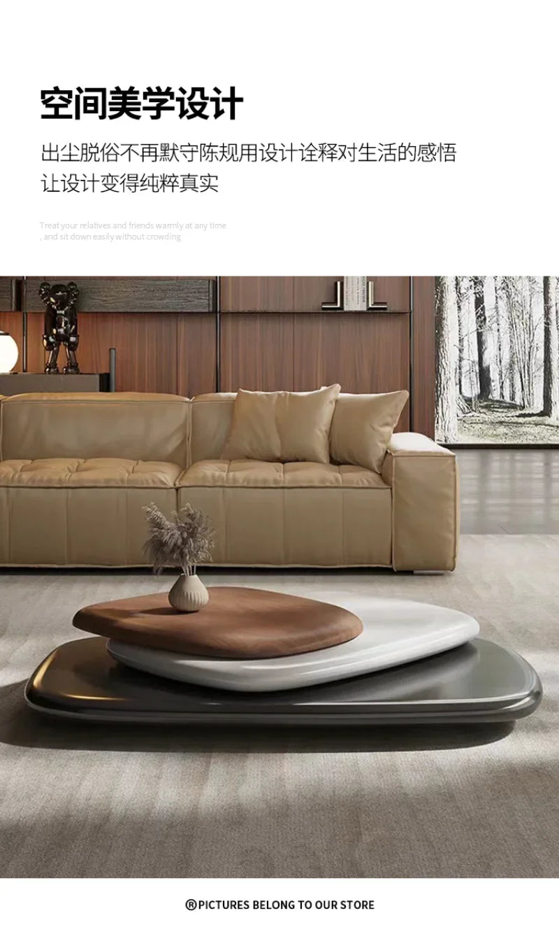 Rotating Coffee Table, Villa Italian Minimalist Italian Designer Creative Floating Tea Table for Large Apartments, High Quality