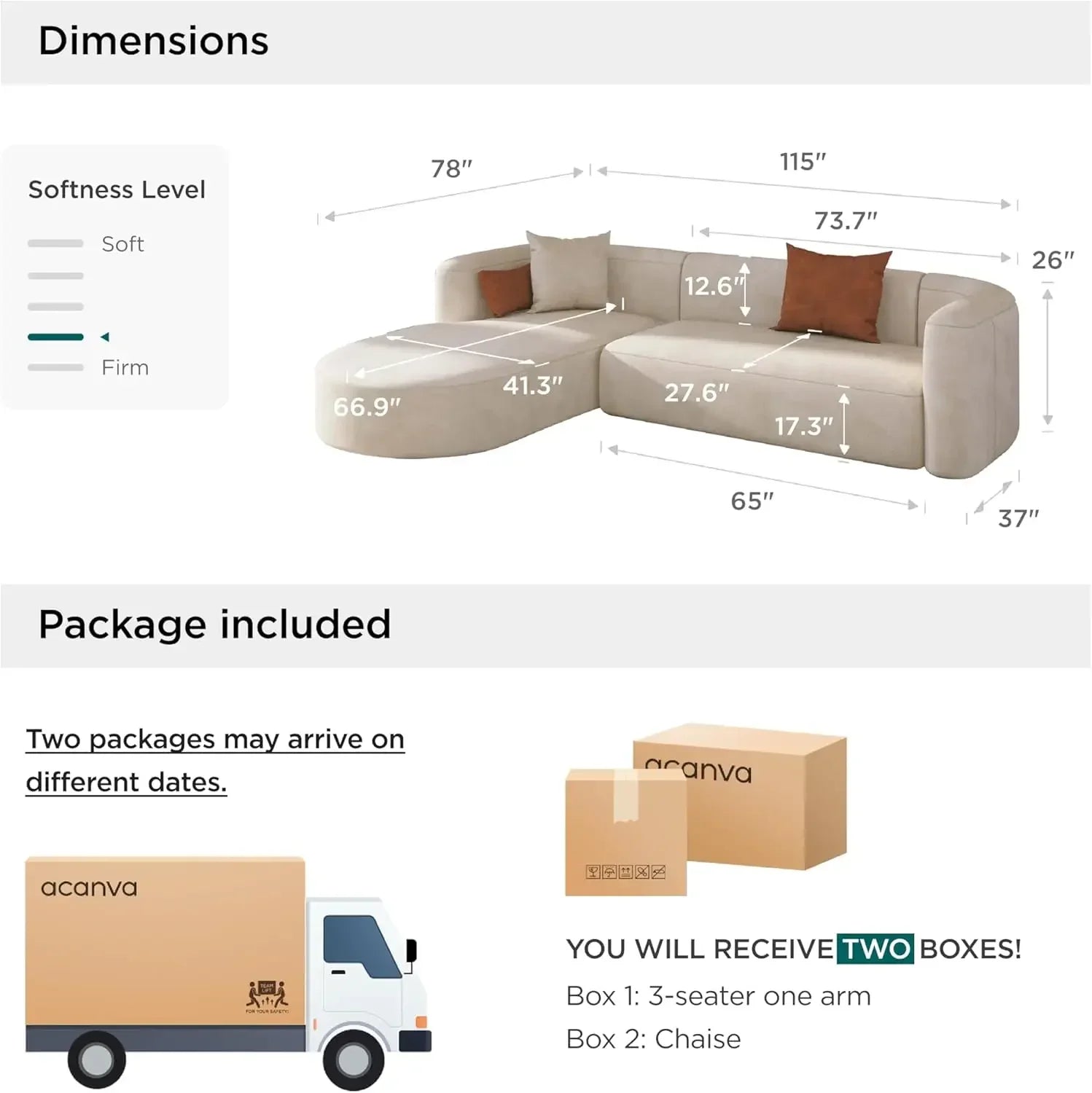 Luxury Modern Tight Curved Back Velvet Sofa, Minimalist Style Comfy Couch for Living Room Apartment, L-Shaped Sectional with