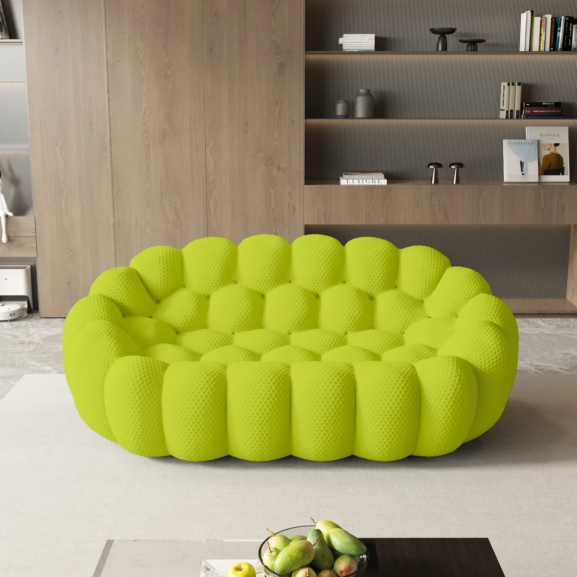 Sdorens 78'' Modern Curved Boneless Sofa Comfy 3D Knitted Fabric Loveseat Couch Football-Shaped Lazy Floor Sofas for Living Room