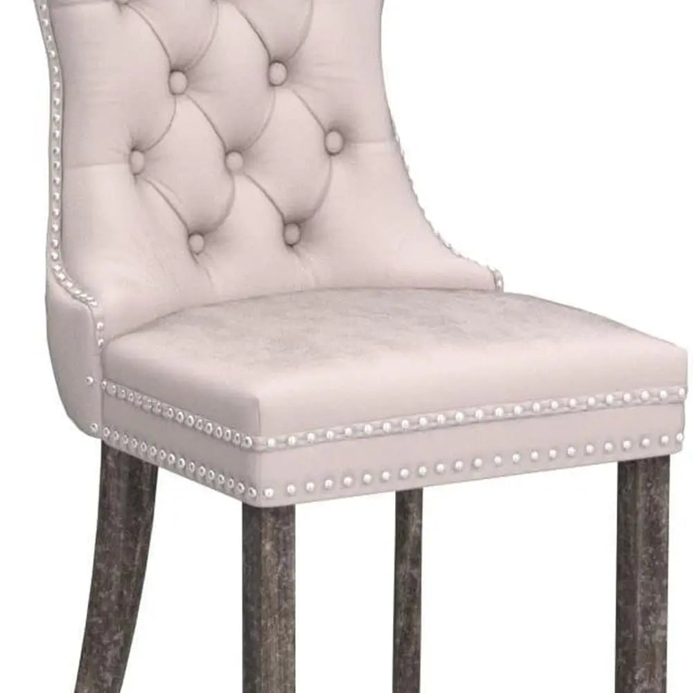 Velvet Dining Chairs Set of 4, Upholstered High-end Tufted Dining Room Chair with Nailhead Back Ring Pull Trim Solid Wood Legs,