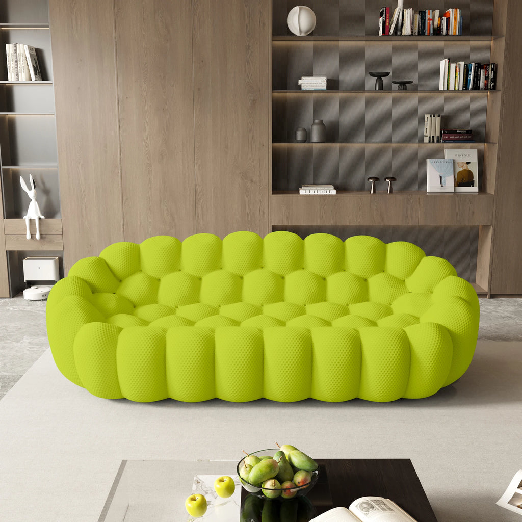 Sdorens 98'' Modern Curved Boneless Sofas for Living Room Comfy 3D Knitted Fabric 3 Seater Lazy Floor Sofa Large Bean Bag Chair