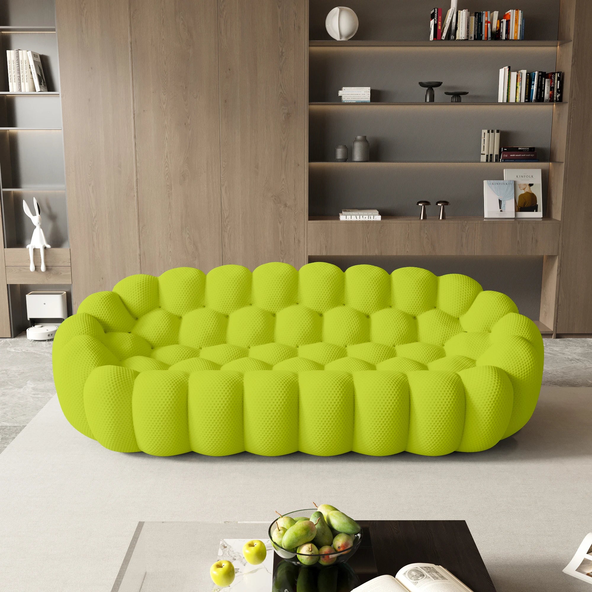 Sdorens 98'' Modern Curved Boneless Sofas for Living Room Comfy 3D Knitted Fabric 3 Seater Lazy Floor Sofa Large Bean Bag Chair