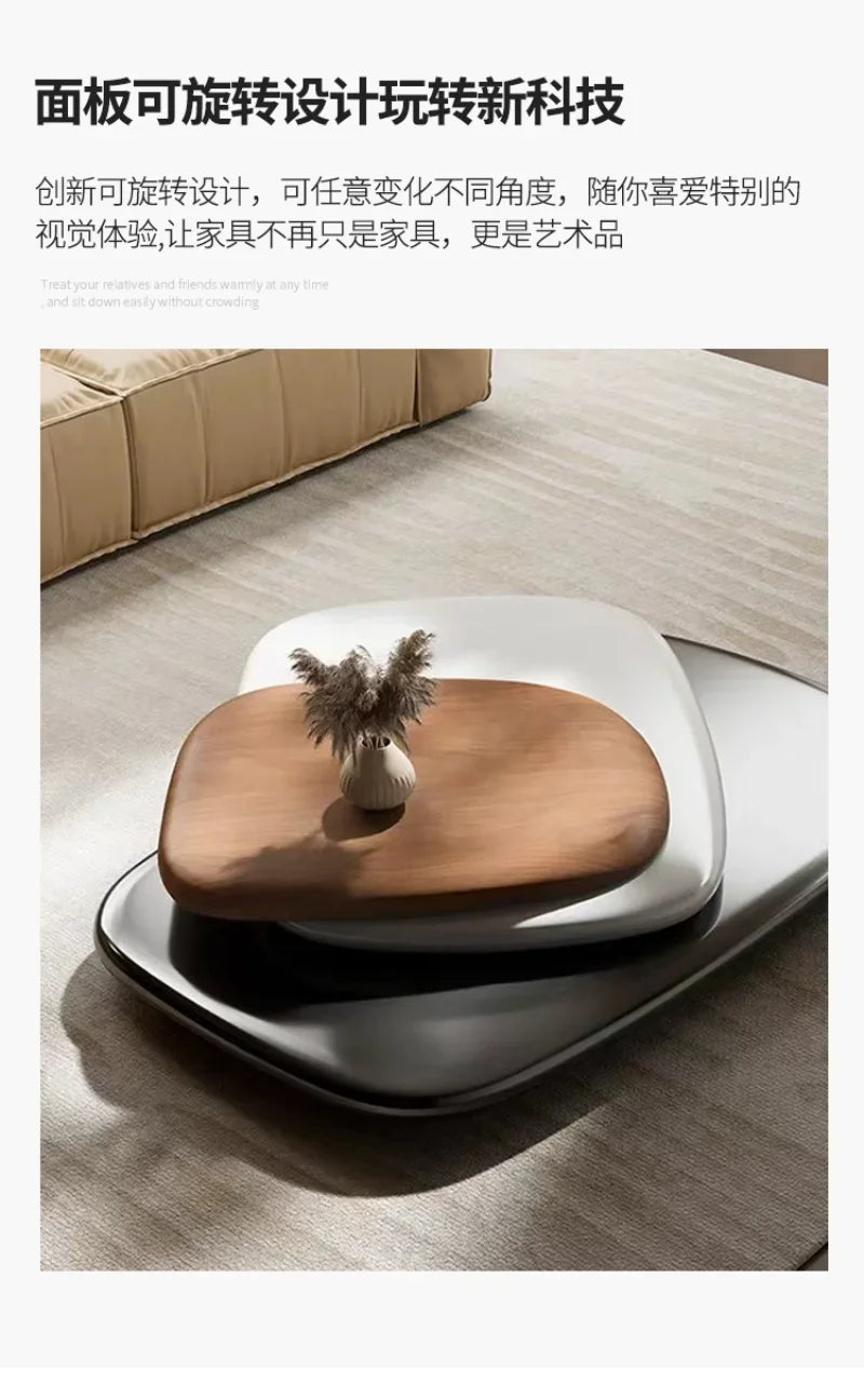 Rotating Coffee Table, Villa Italian Minimalist Italian Designer Creative Floating Tea Table for Large Apartments, High Quality