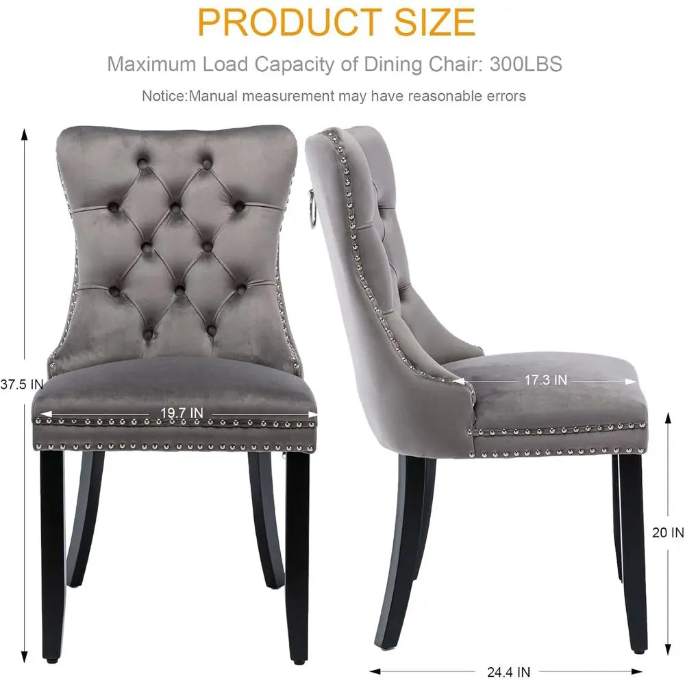 Luxury Grey Velvet Dining Chairs - Set of 4